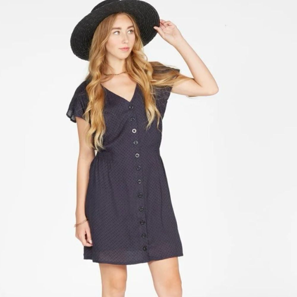 Knot Sisters Swiss Dot Flutter Sleeve Mini Dress